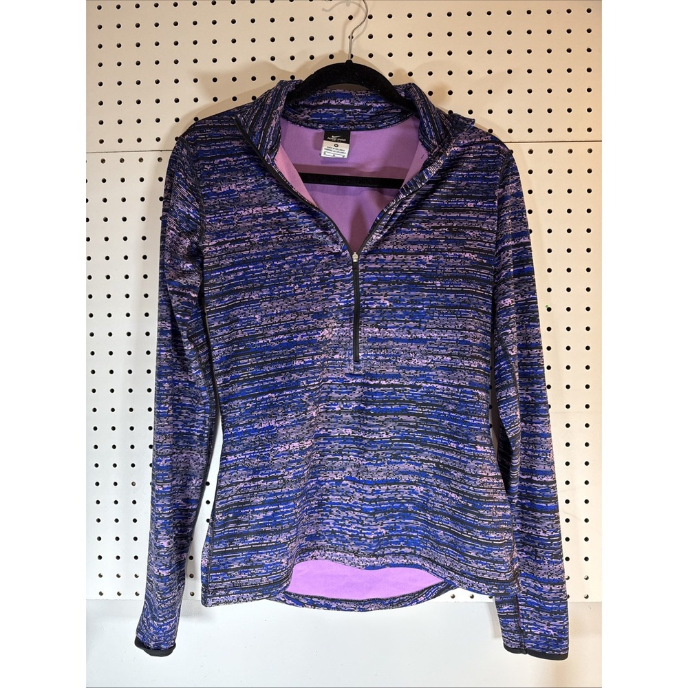 Nike Pro Blue Purple Dri-Fit Half-Zip Thumbholes Pullover Women's‎ M - Picture 1 of 12
